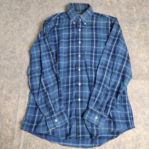L.L. Bean Other - LL Bean VTG 90s Flannel Shirt Men M Blue Scotch Plaid Button Up Long Sleeve